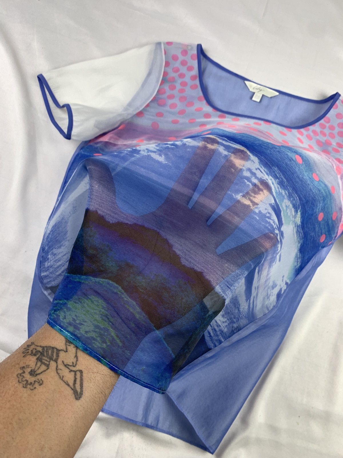 Vintage Lily USA Sunset Panorama Mixed Fabric Mesh Loose Fit Top Size M / US 6-8 / IT 42-44 - 6 Thumbnail