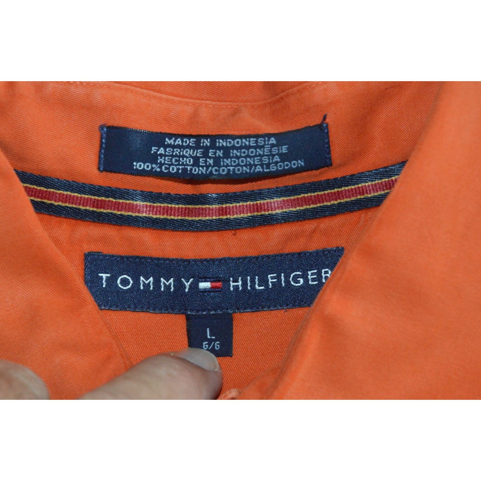 Tommy Hilfiger VINTAGE Tommy Hilfiger Shirt Mens 90s Long Sleeve Button-Up Orange Lion Crest Large Dreaming Size US L / EU 52-54 / 3 - 5 Thumbnail