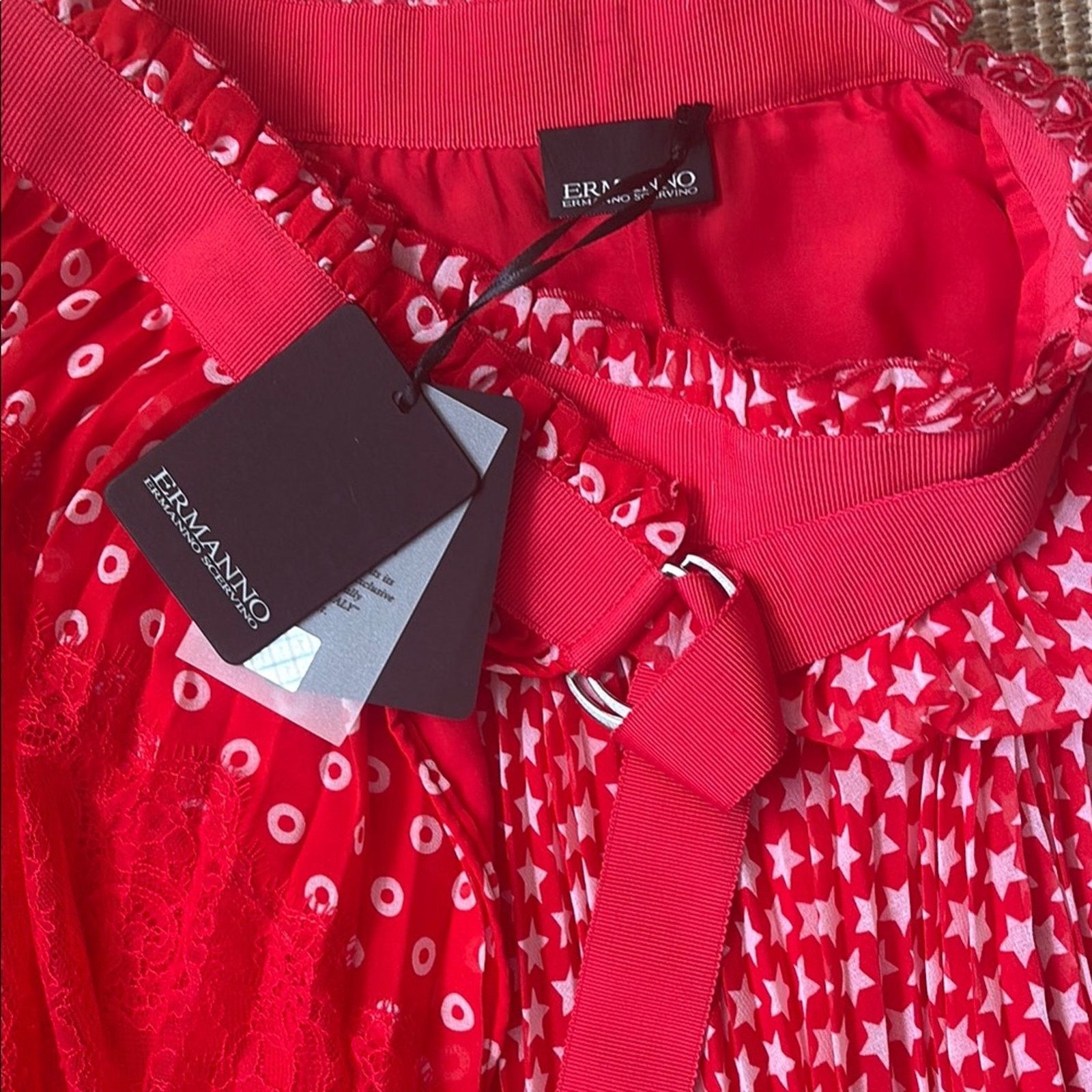 Ermanno Scervino NWT Ermanno Scervino Red and White Asymmetrical Wrap Skirt S Size 42" / US 20 - 2 Thumbnail