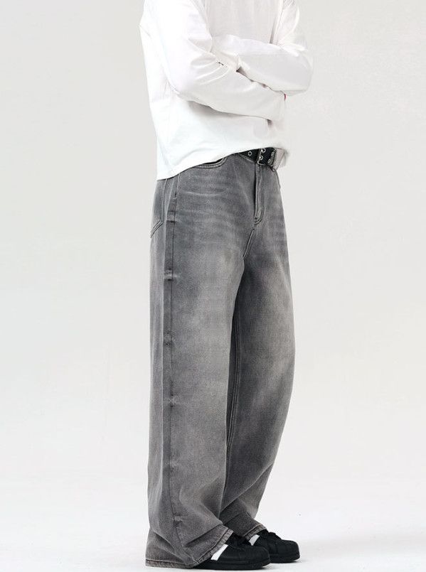 Japanese Brand Men's Retro Gray Baggy Washed Distressed Loose Fit Jeans Size US 32 / EU 48 - 3 Thumbnail