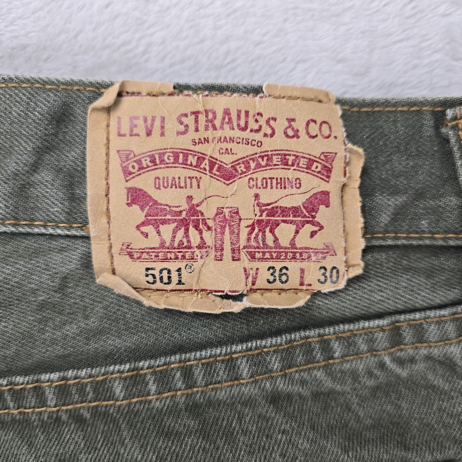 Levi's Vtg Levis 501 Jeans Mens 36x30 (Fits 34x28) Green Y2K USA Size US 34 / EU 50 - 9 Thumbnail
