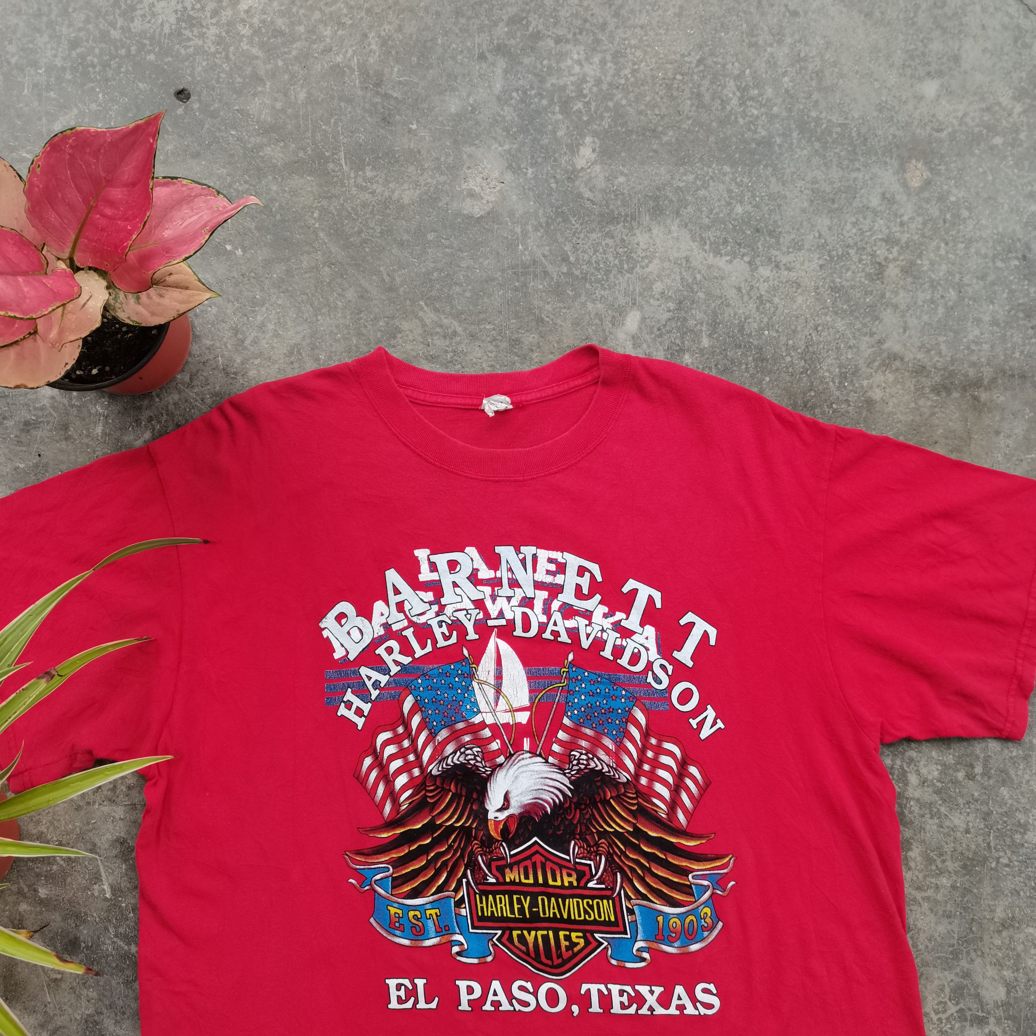 Anvil × Harley Davidson × Vintage Vintage 90s HARLEY DAVIDSON Red Tee Size XL Size US XL / EU 56 / 4 - 3 Thumbnail