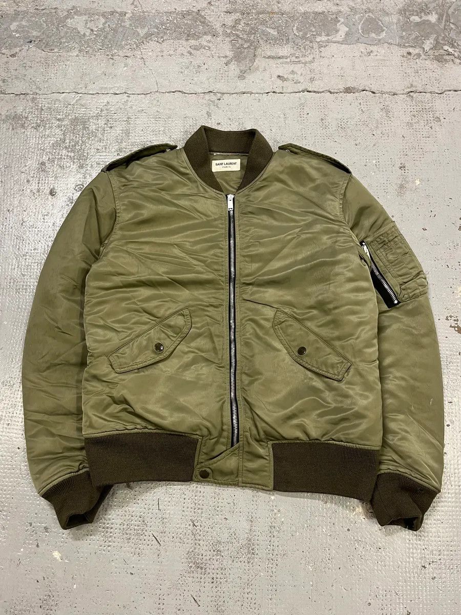 Saint Laurent Paris FW2013 Saint Laurent Khaki Nylon Cargo Bomber Jacket Size US S / EU 44-46 / 1 - 4 Thumbnail