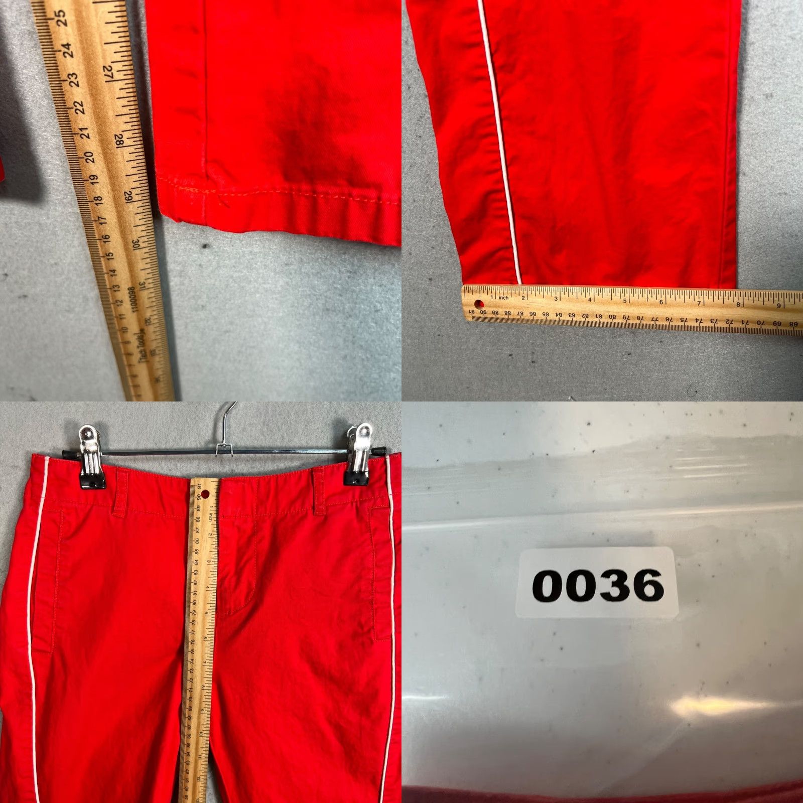 Bdg BDG Red Straight-Leg Pants With White Piping Size 0 100% Cotton Womens Size 25" / US 0 / IT 36 - 8 Thumbnail