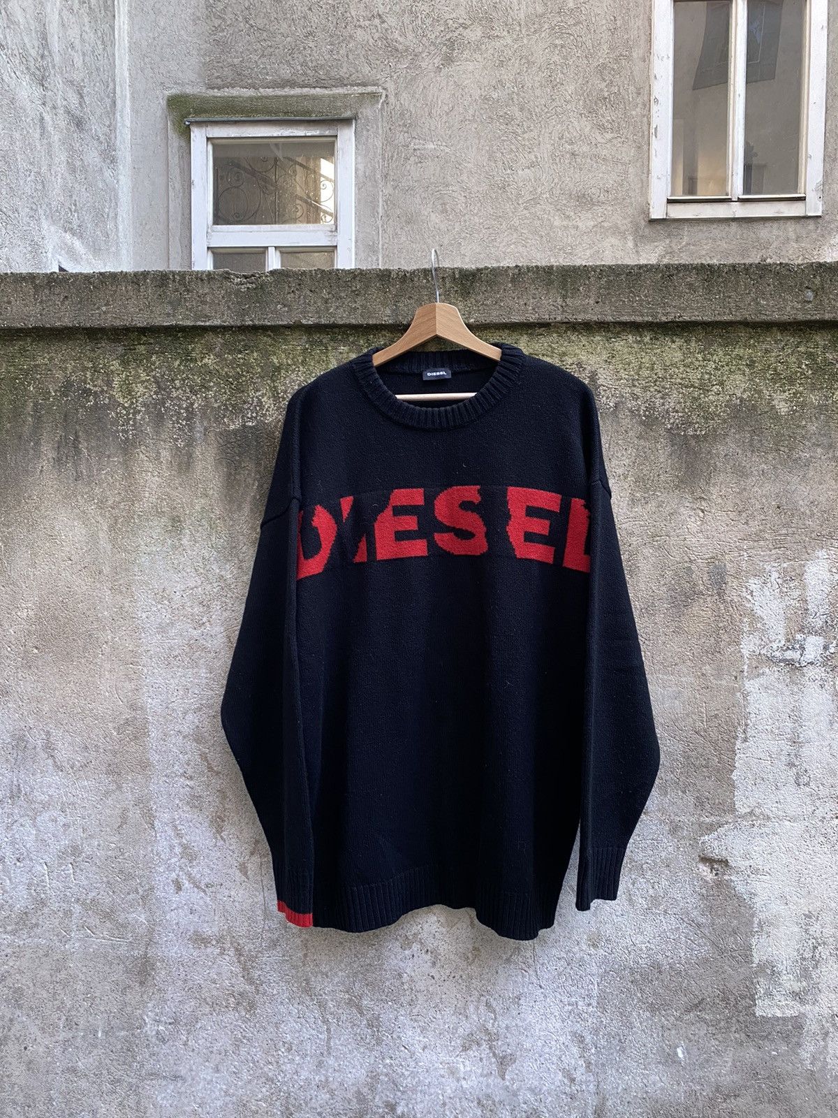 image of Avant Garde x Diesel Avantgarde Logo Knitted Sweater in Black, Men's (Size Large)
