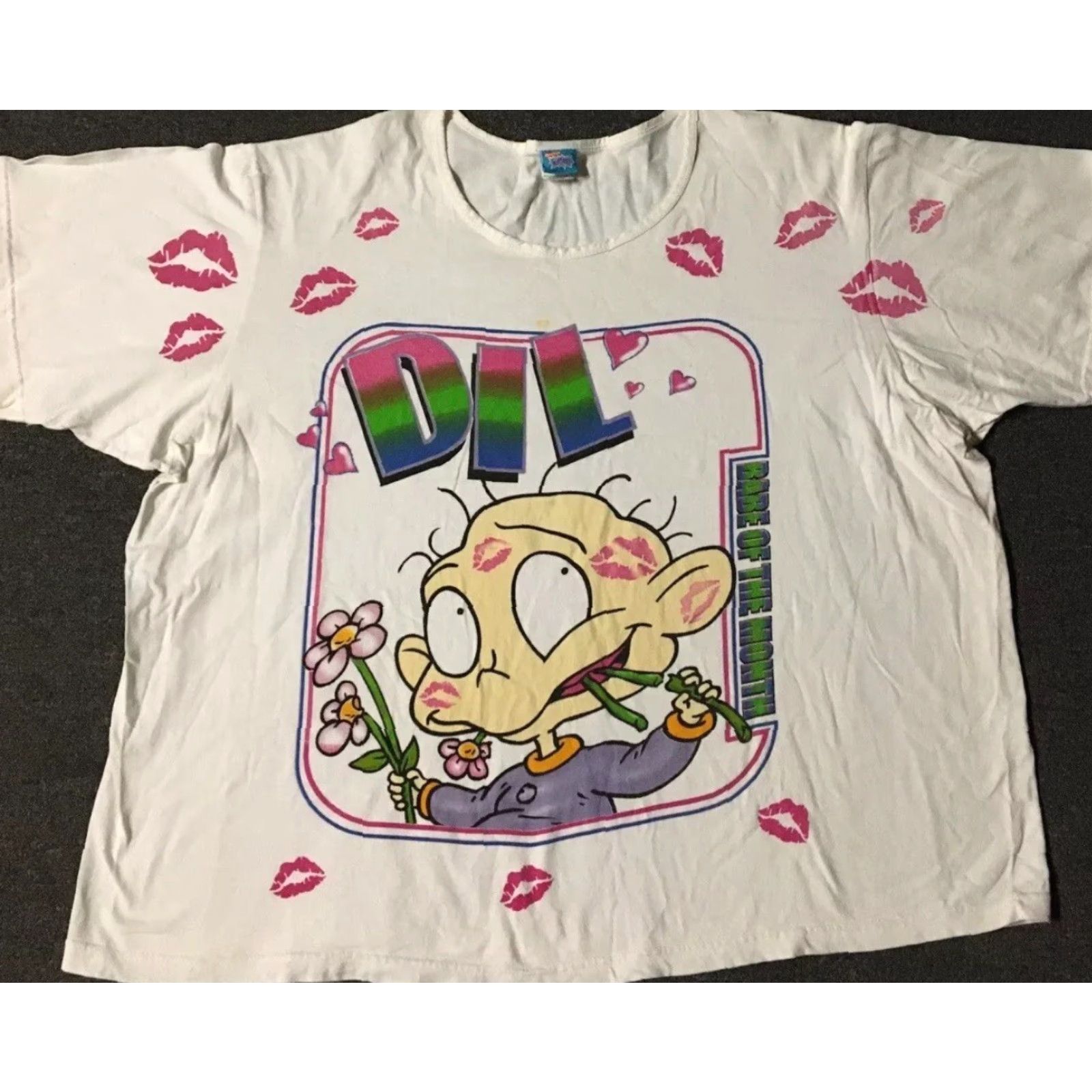 Nickelodeon VINTAGE Rugrats Dil Babe Of The Month Faded Sleeping Shirt Nickelodeon 90s Cartoon 80s TV Show Unisex Adults White Short Sleeve T-Shirt Oversized Size US M / EU 48-50 / 2 - 2 Thumbnail