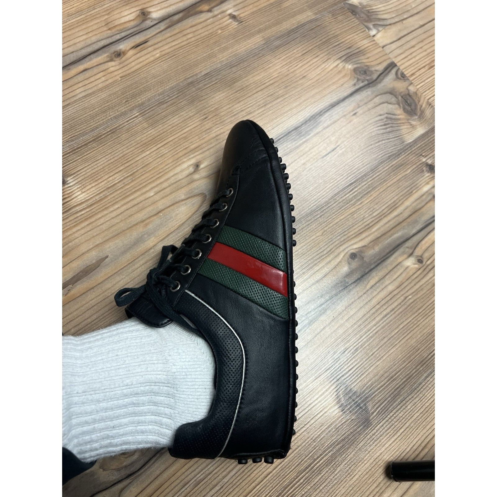 Gucci Gucci Driver Lace Up Men`s Black Leather Sneakers Size 8.5 Size US 8.5 / EU 41-42 - 11 Thumbnail