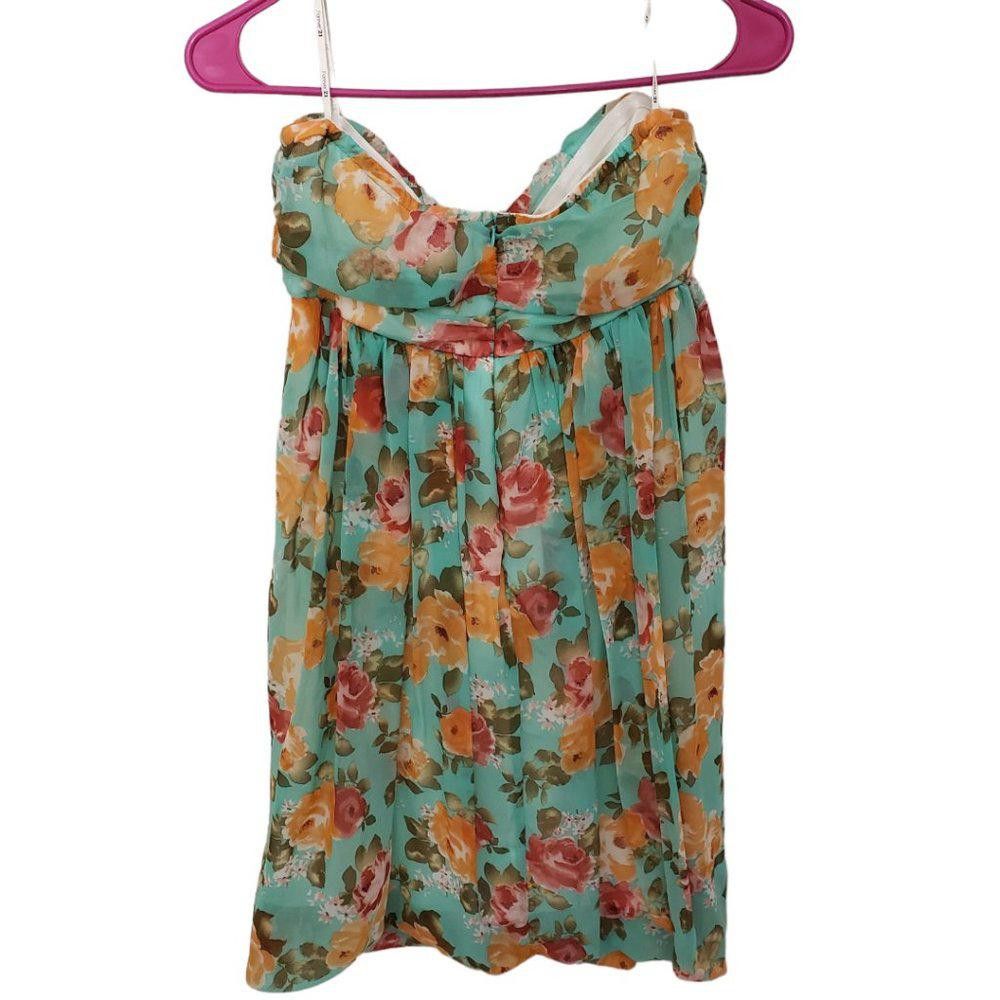 Forever 21 CT196a Juniors Forever 21 Strapless Floral Lined top M/M Size M / US 6-8 / IT 42-44 - 2 Thumbnail