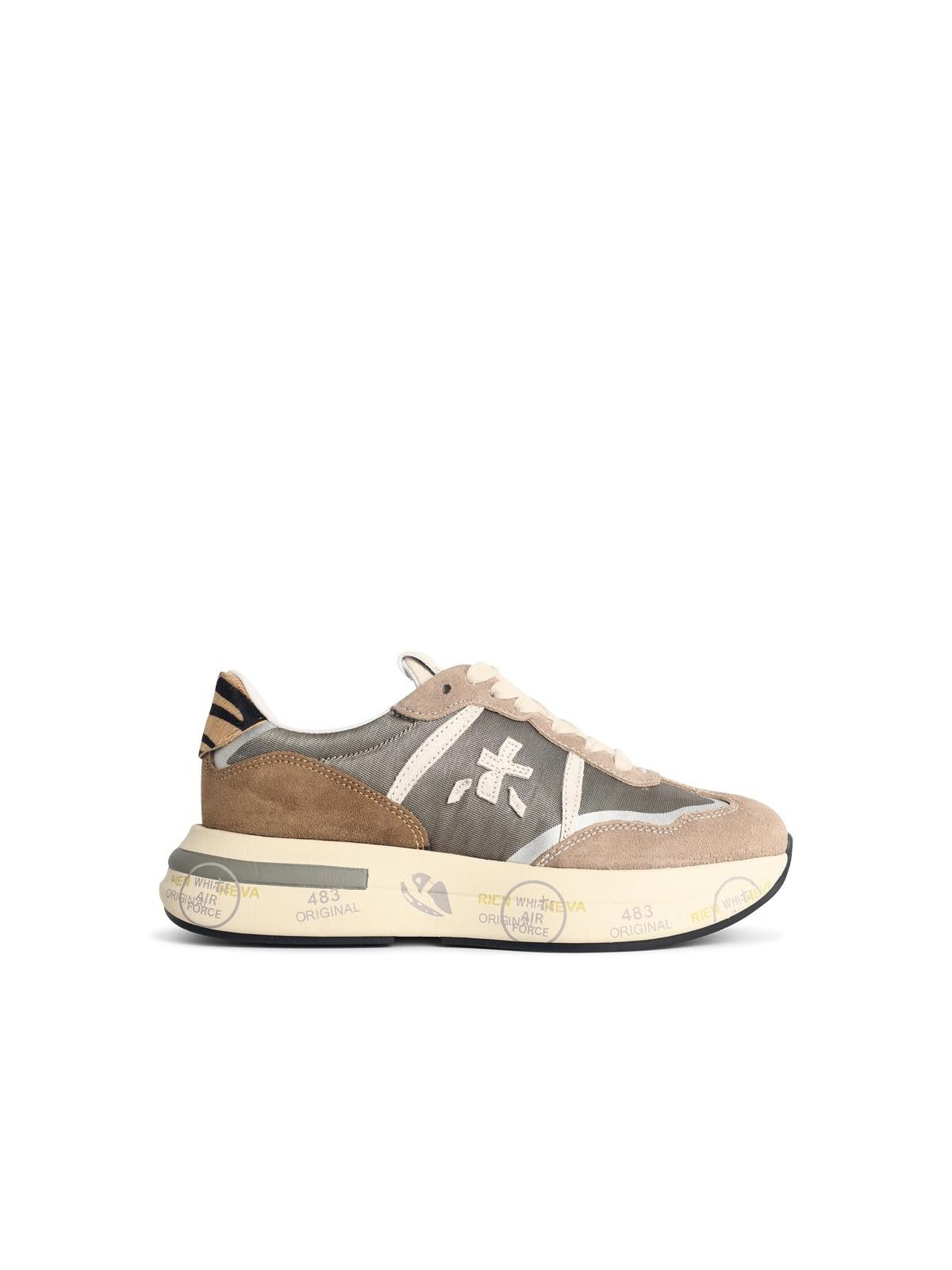 PREMIATA 'Cassie' Beige Leather Blend Sneakers