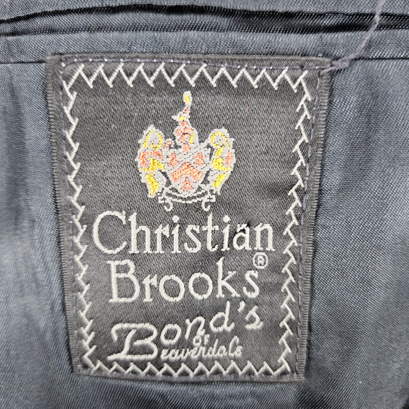 Brooks VINTAGE Christian Brooks Blazer Sport Coat Blue 2 Button Notch Single-Vented 42 XL Mens Size 42R - 3 Thumbnail