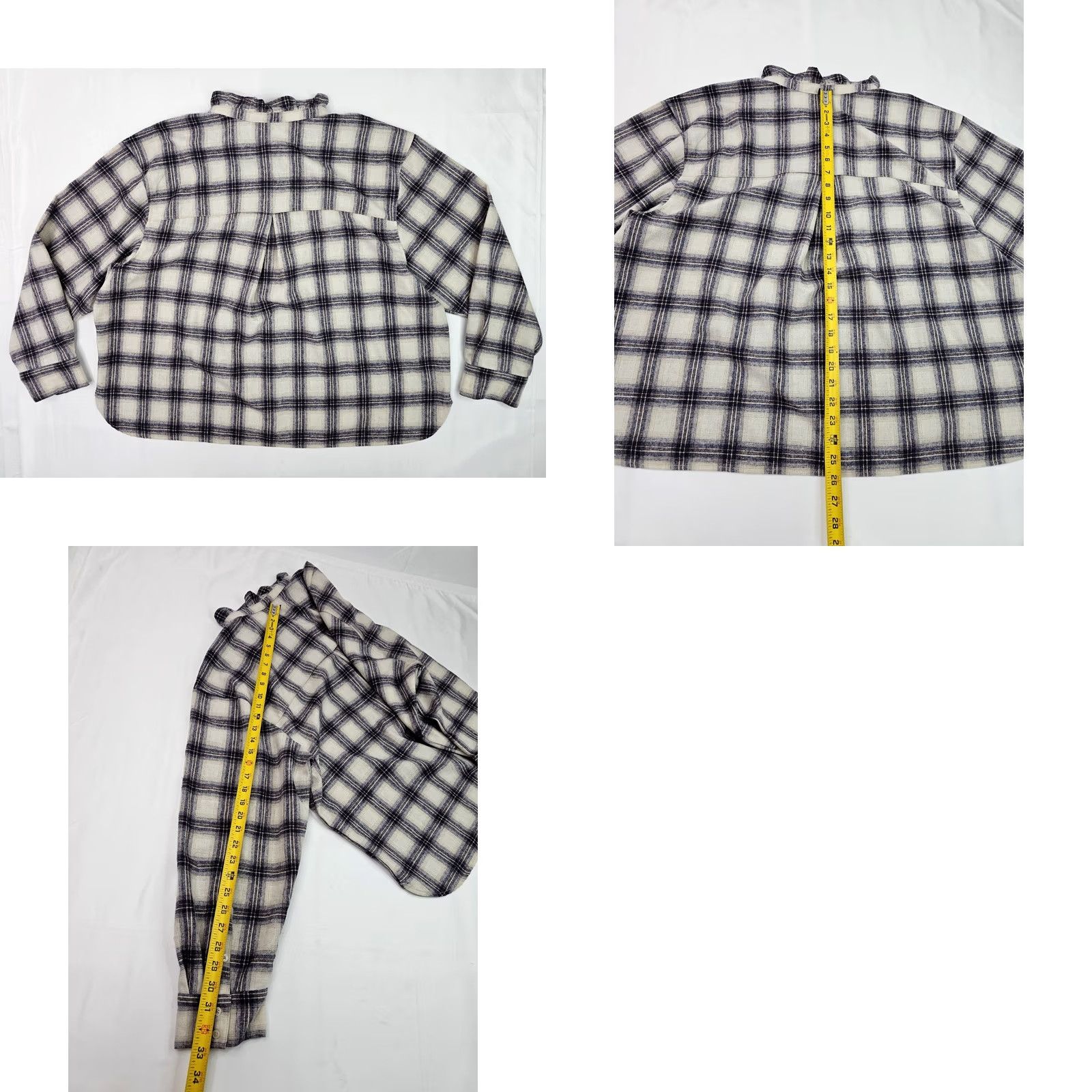 Banana Republic Banana Republic Wool Blend Plaid Flannel Button Shirt Women XL Natural Beige NWT Size XL / US 12-14 / IT 48-50 - 8 Thumbnail