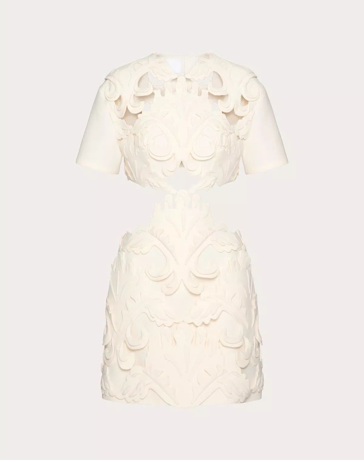 Valentino o1s1wg110525 Embroidered Crepe Couture Short Dress in White Size XS / US 0-2 / IT 36-38 - 1 Thumbnail