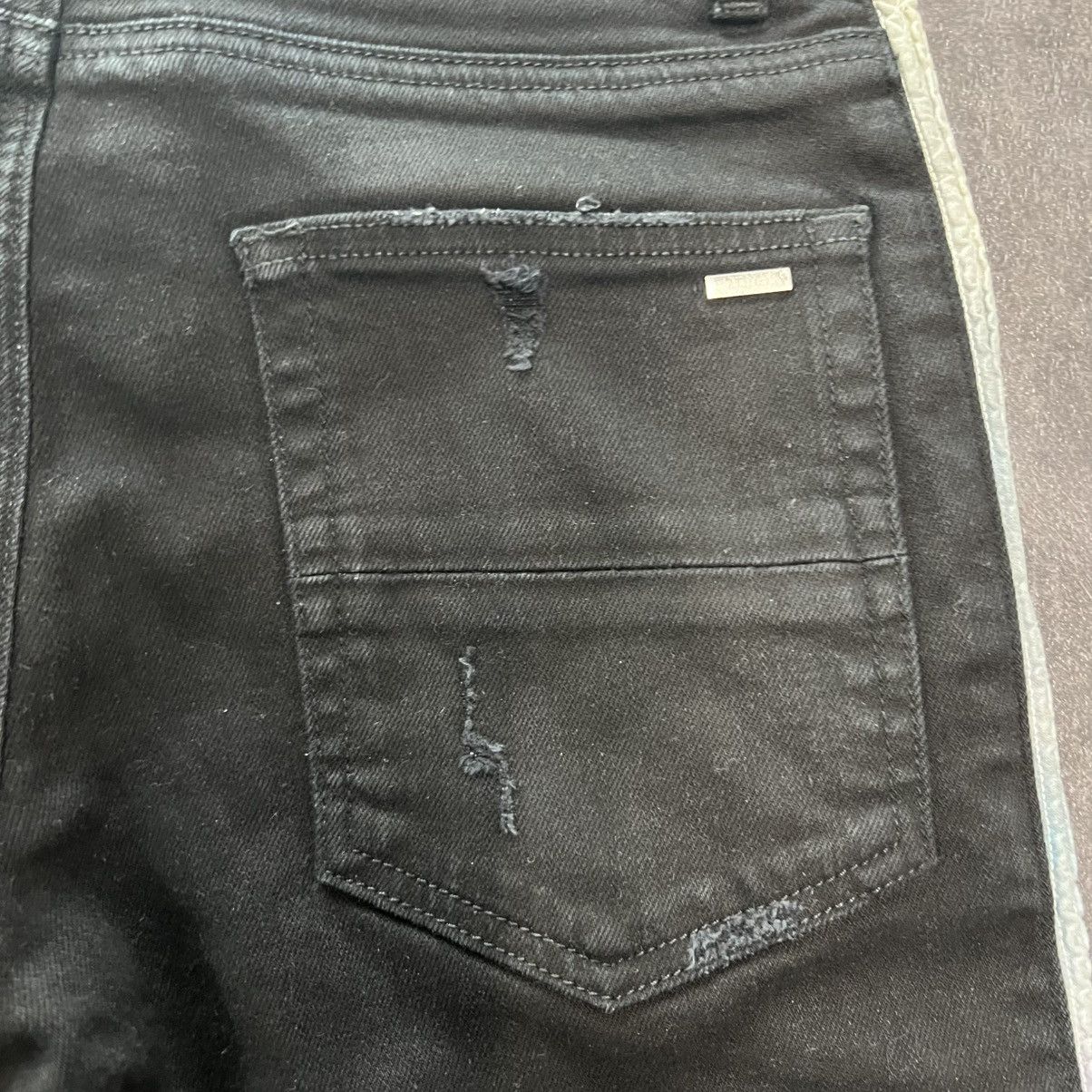 Amiri Amiri Track Skinny Fit Distressed Stretch Aged Black Denim Size US 29 - 10 Thumbnail