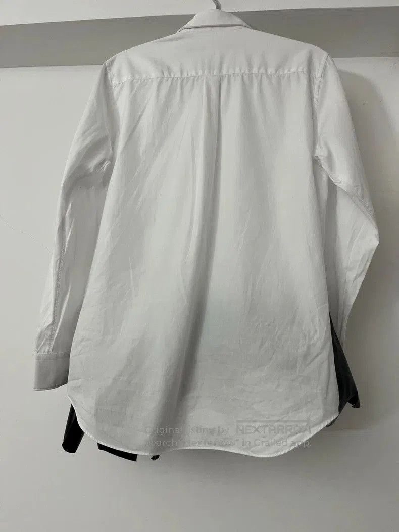 Comme des Garcons White Shirt with Black Leather Ruffle Hem. Size US M / EU 48-50 / 2 - 2 Thumbnail