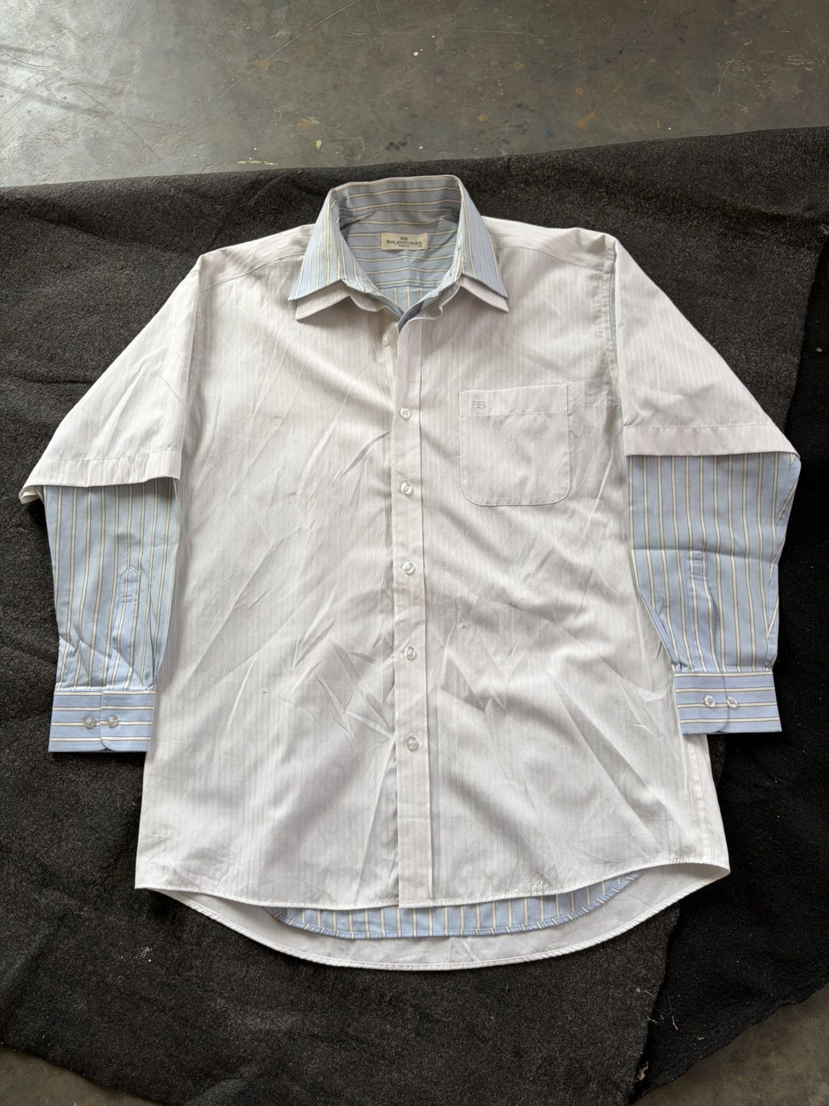 Balenciaga Balenciaga double layered stripe shirts Size US M / EU 48-50 / 2 - 3 Thumbnail