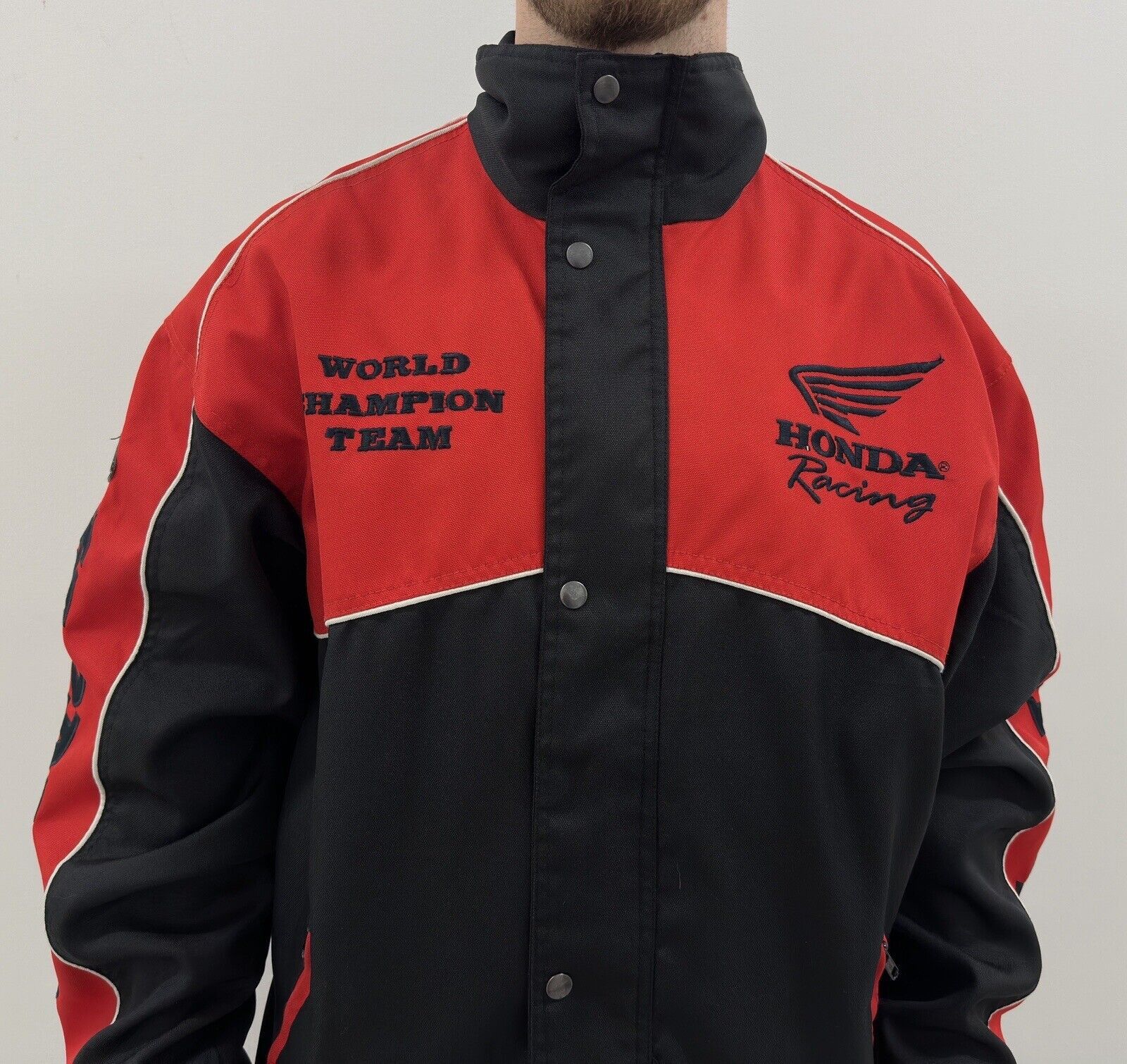 Honda VINTAGE 1990s JACKET HONDA COMPETITION WORLD CHAMPION MENS Size US XL / EU 56 / 4 - 4 Thumbnail