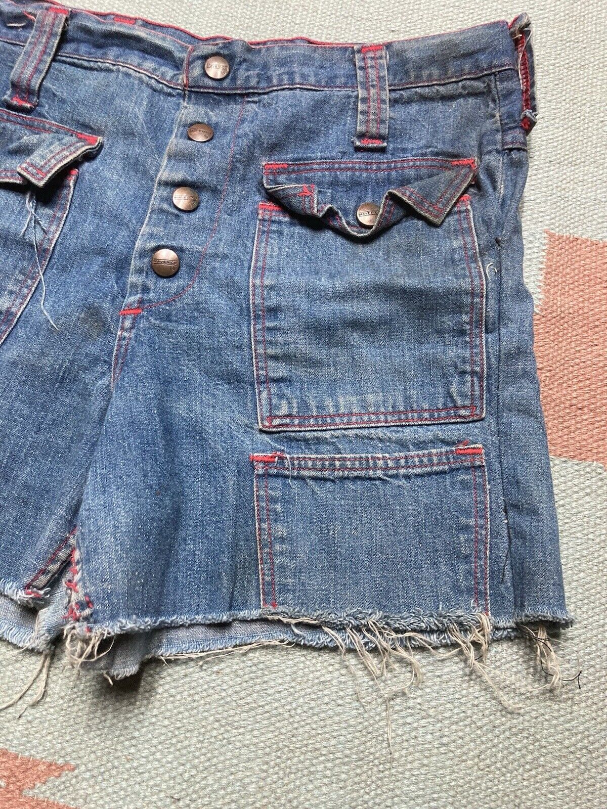 Vintage 70s cutoff jeans shorts daisy dukes maverick blue 13/14 30 Size 30" / US 8 / IT 44 - 3 Thumbnail