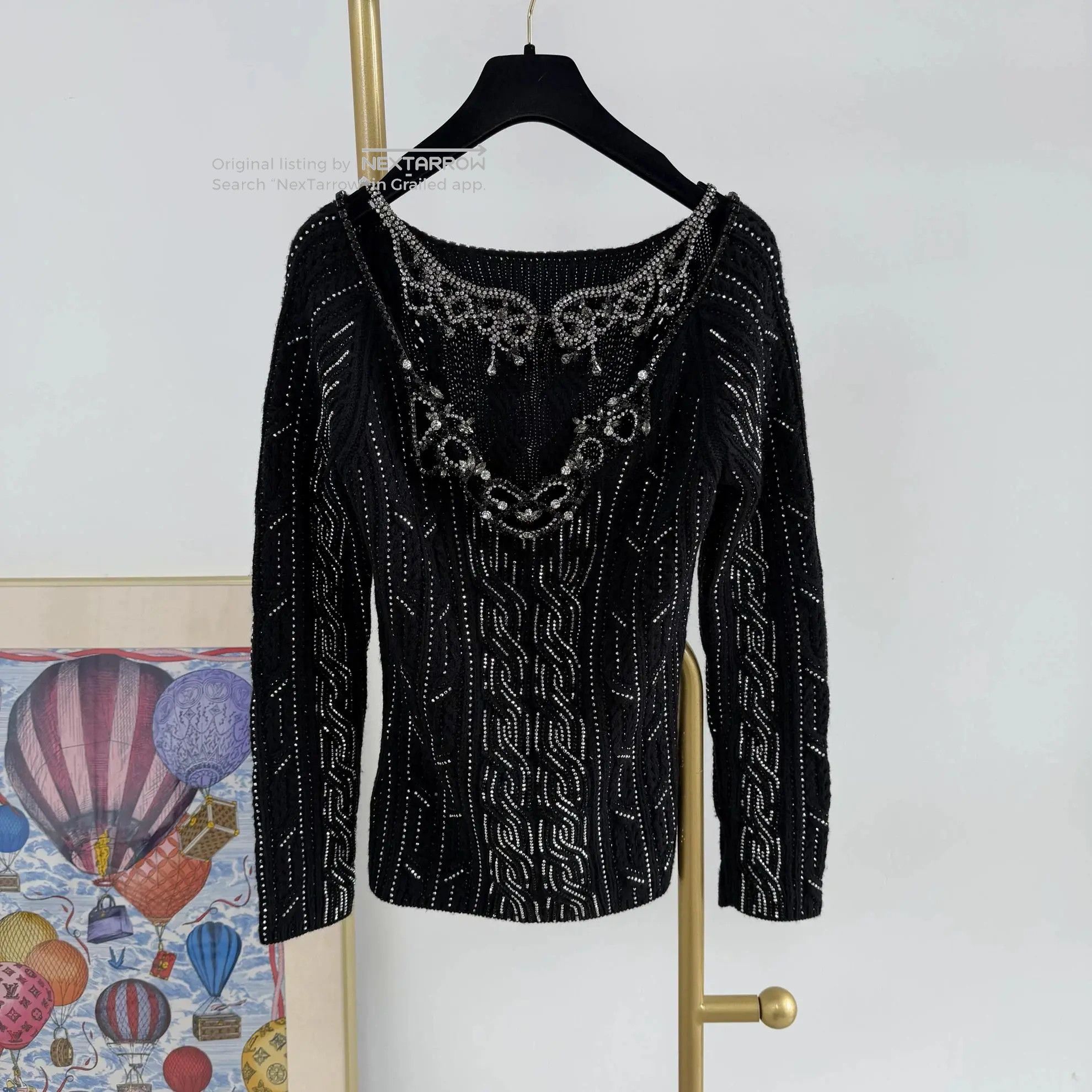 Es Black Beaded Knit Top 40, Women's — image 2 of 6