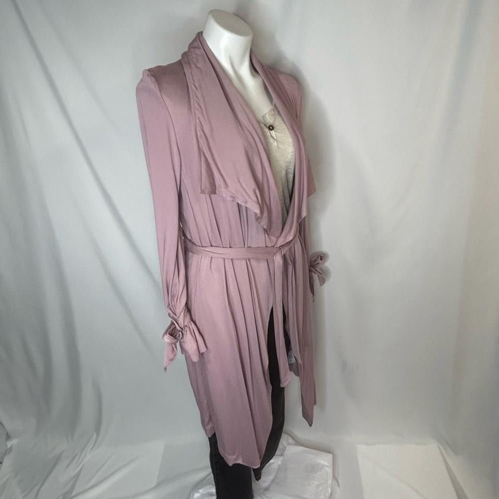 Designer Thread & Supply Rose Mauve Waterfall Duster Trench, Large Size L / US 10 / IT 46 - 7 Thumbnail