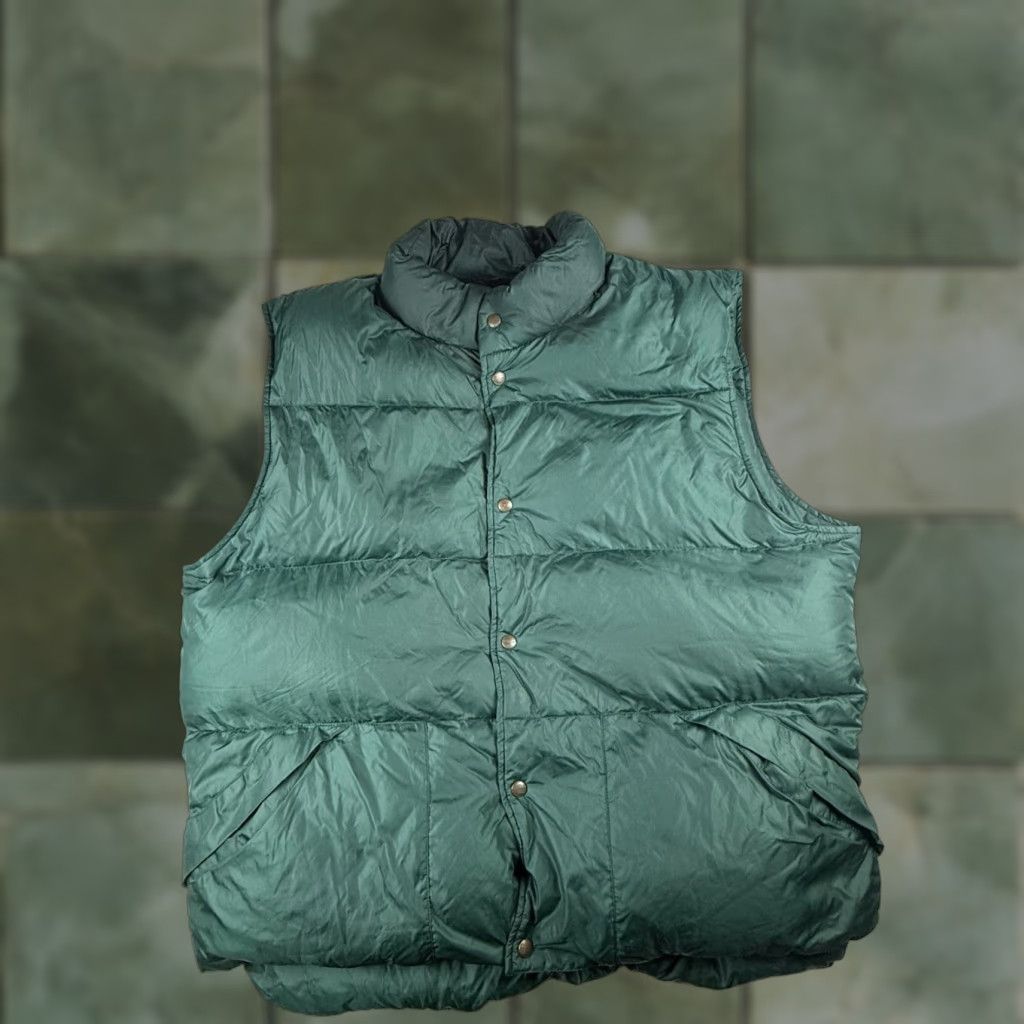 VINTAGE BEAN Puffer Vest Mens XL Green Down Insulated Quilted - Main Image