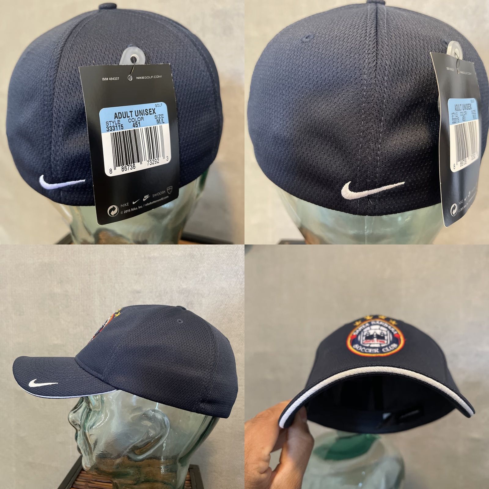 Nike Nike Santa Barbara Soccer Club Cap Hat Mens L Navy Blue Dri Fit Flex Baseball Cap Size ONE SIZE - 8 Thumbnail