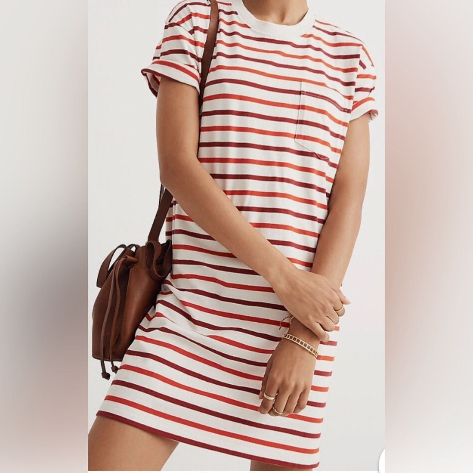 Madewell Madewell Red and White Striped Short Sleeve Tee dress, sz M Size S / US 4 / IT 40 - 6 Thumbnail