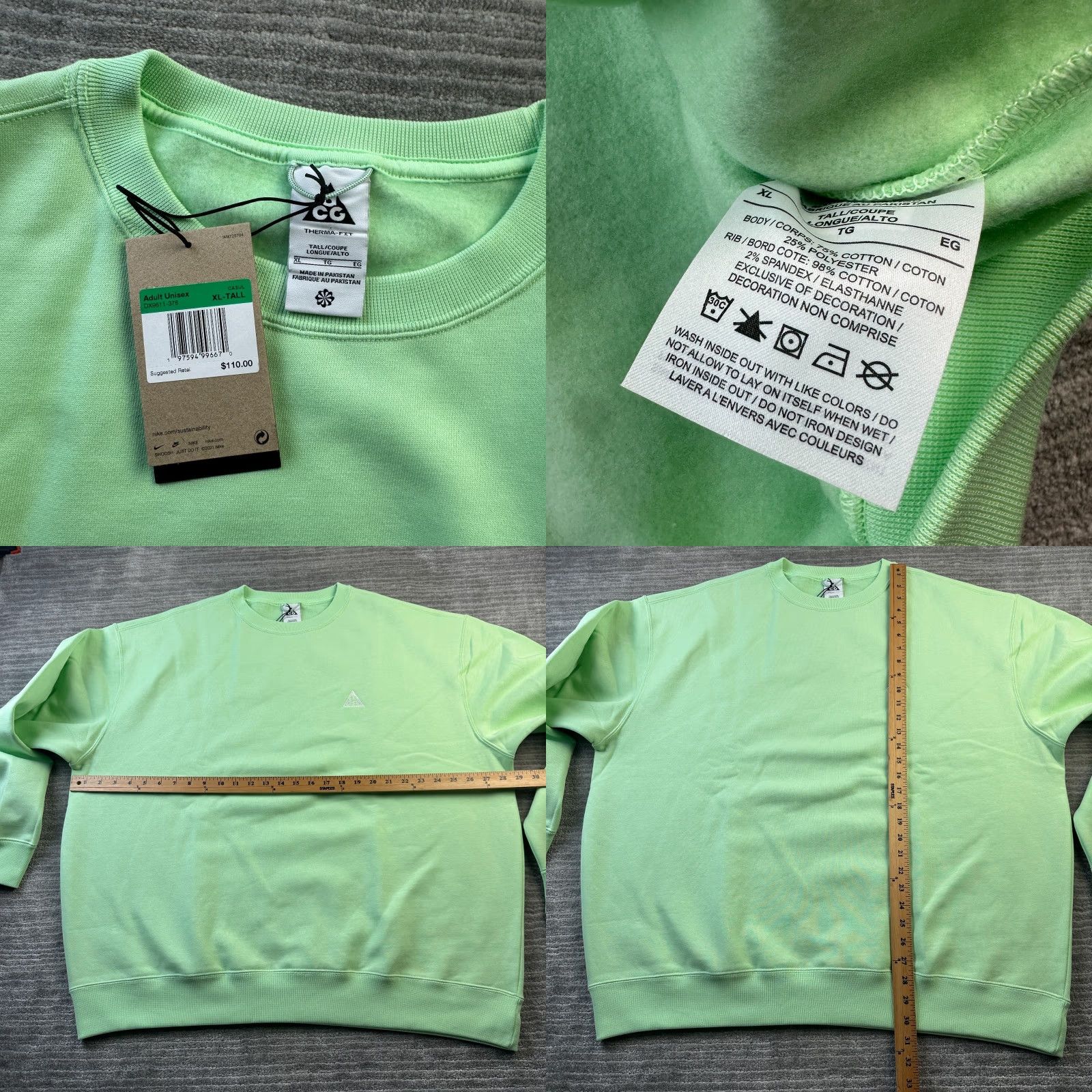 Nike Nike ACG Sweatshirt Mens XLT Extra Large Tall Therma Fit Fleece Crew Pullover Size US XL / EU 56 / 4 - 8 Thumbnail