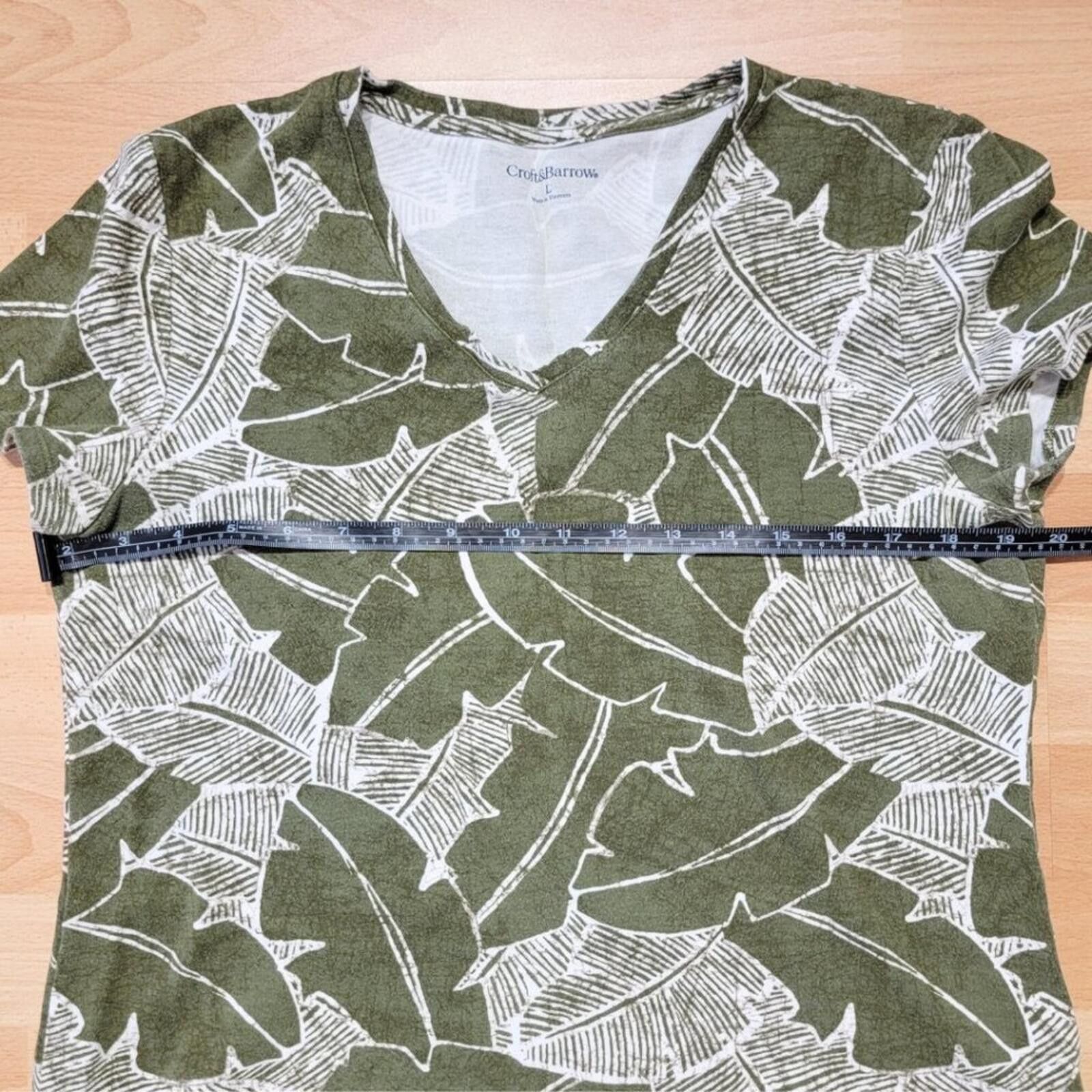 Croft & Barrow Croft & Barrow Women's Green Leaf Print V-Neck Short Sleeve Size XL / US 12-14 / IT 48-50 - 5 Thumbnail