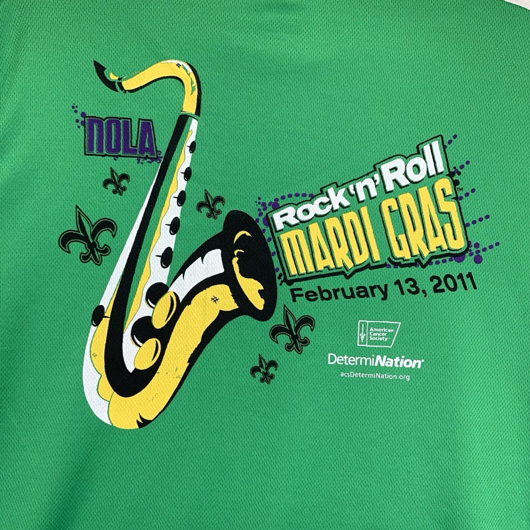 Brooks Brooks Running Shirt Rock & Roll Mardi Gras Marathon 2011 Medium Shirt Unisex Adults Green Graphic Print 100% Polyester T-Shirt Size US M / EU 48-50 / 2 - 2 Thumbnail
