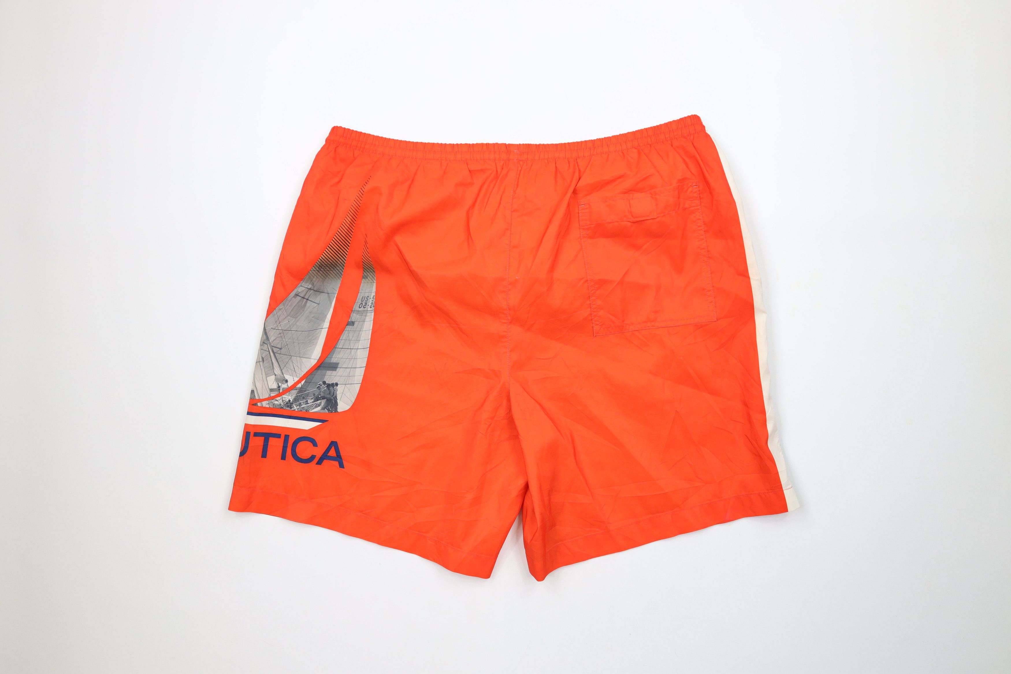 Nautica Vintage 90s Nautica Big Sailboat Lined Shorts Swim Trunks Size US 36 / EU 52 - 10 Thumbnail