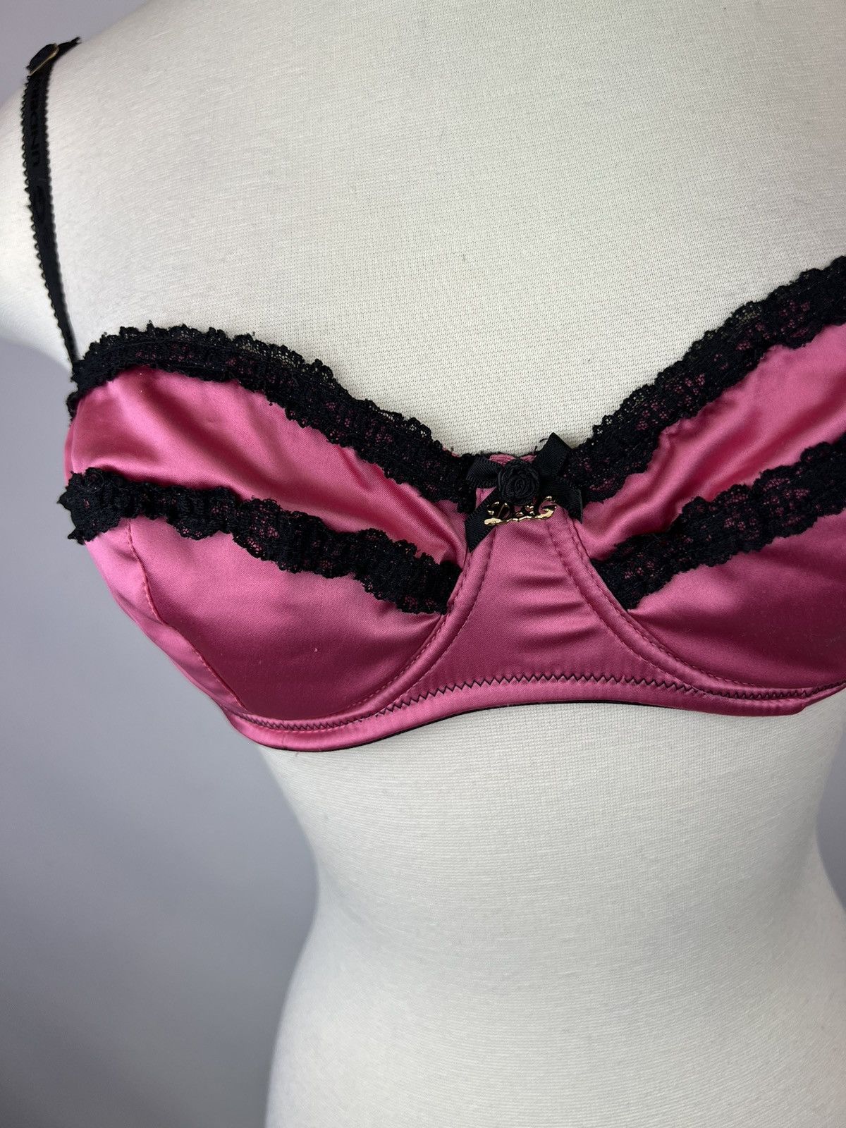 Dolce & Gabbana Vintage Dolce & Gabbana Pink Black Satin Bra Size US 36C Size ONE SIZE - 8 Thumbnail