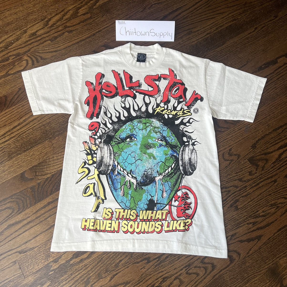 Image of Hellstar Heaven On Earth Tee Size Small in Cream, Men's