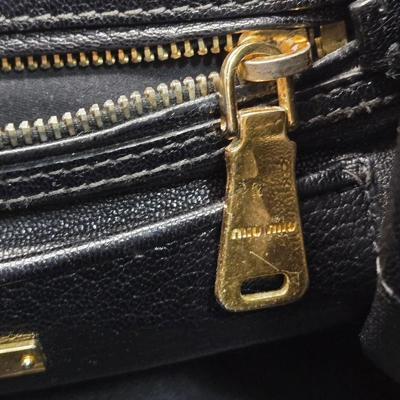 Miu Miu Miu Miu - Denim Quilted Handbag Black Leather Size ONE SIZE - 9 Thumbnail