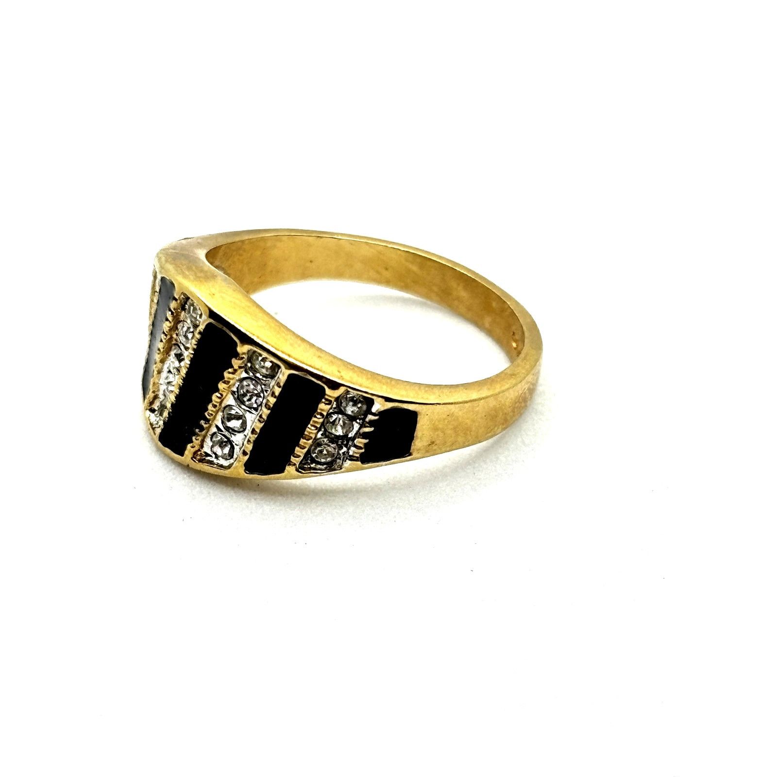 Other FASHION RING Unisex Gold Tone Black Pave Band Sz 8 Size ONE SIZE - 3 Thumbnail
