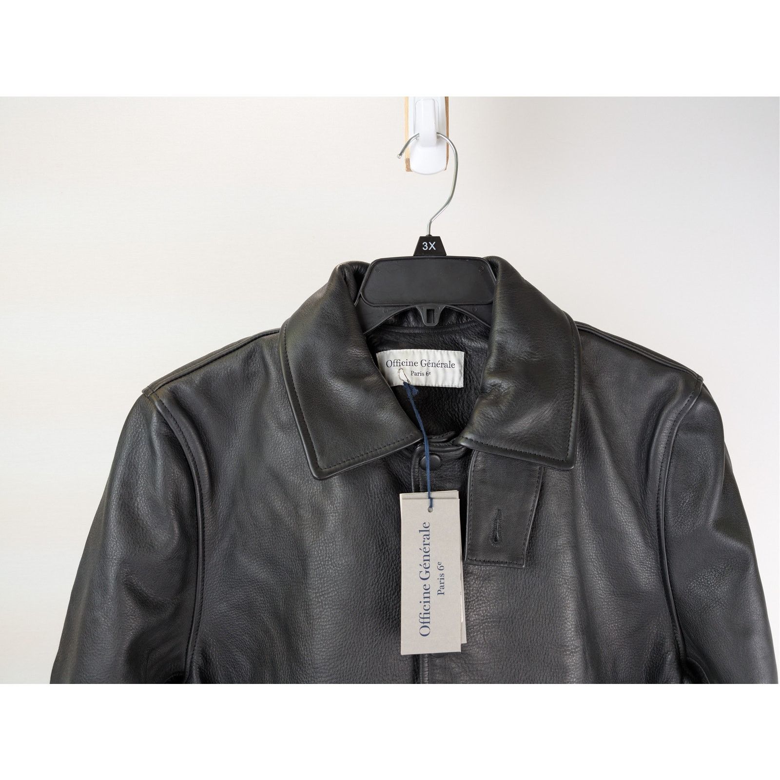 Officine Generale o1rshd1 Dafoe Bomber Grained Leather Jacket in Black Size US M / EU 48-50 / 2 - 3 Thumbnail