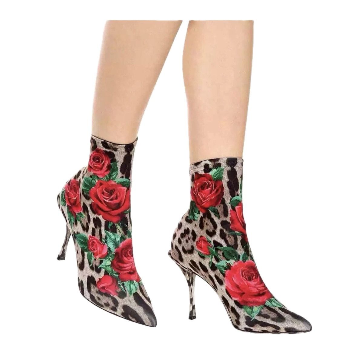 Dolce & Gabbana Dolce & Gabbana Leopard Rose Print Stretch boots Tan Red 36 Size US 6 / IT 36 - 8 Thumbnail