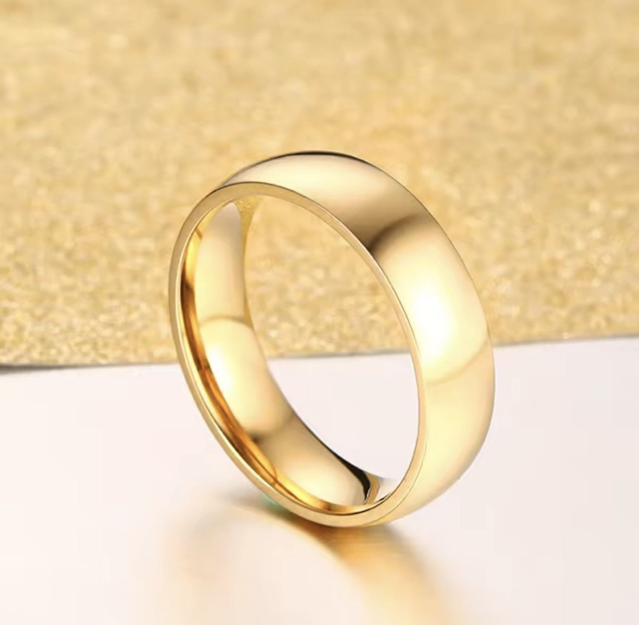 Jewelry Men’s 6mm 18kt gold plated stainless steel band ring NIB 13 Size ONE SIZE - 2 Thumbnail