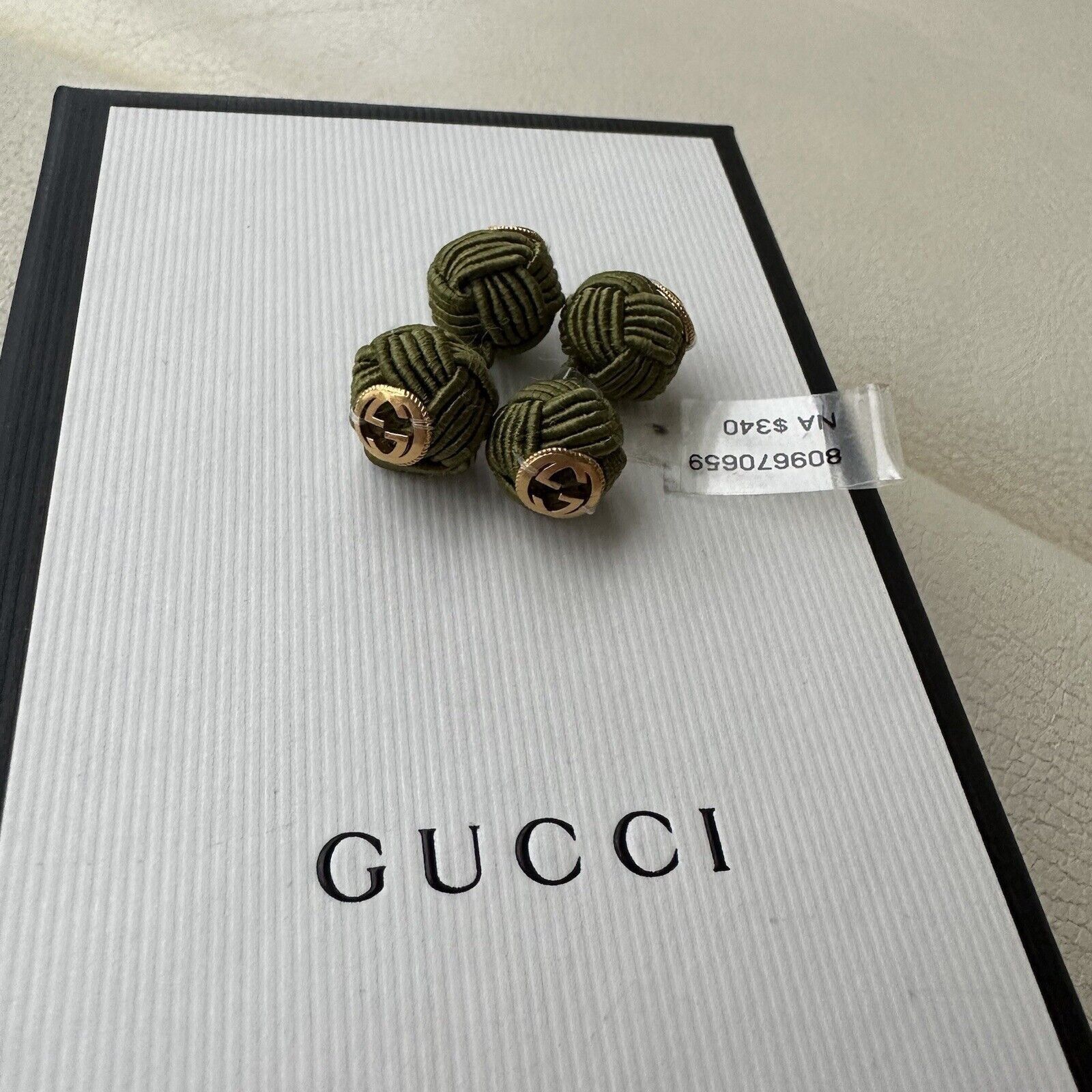 Gucci NEW Gucci Interlocking G rope cufflinks Green Gold GG Logo Size ONE SIZE - 9 Thumbnail