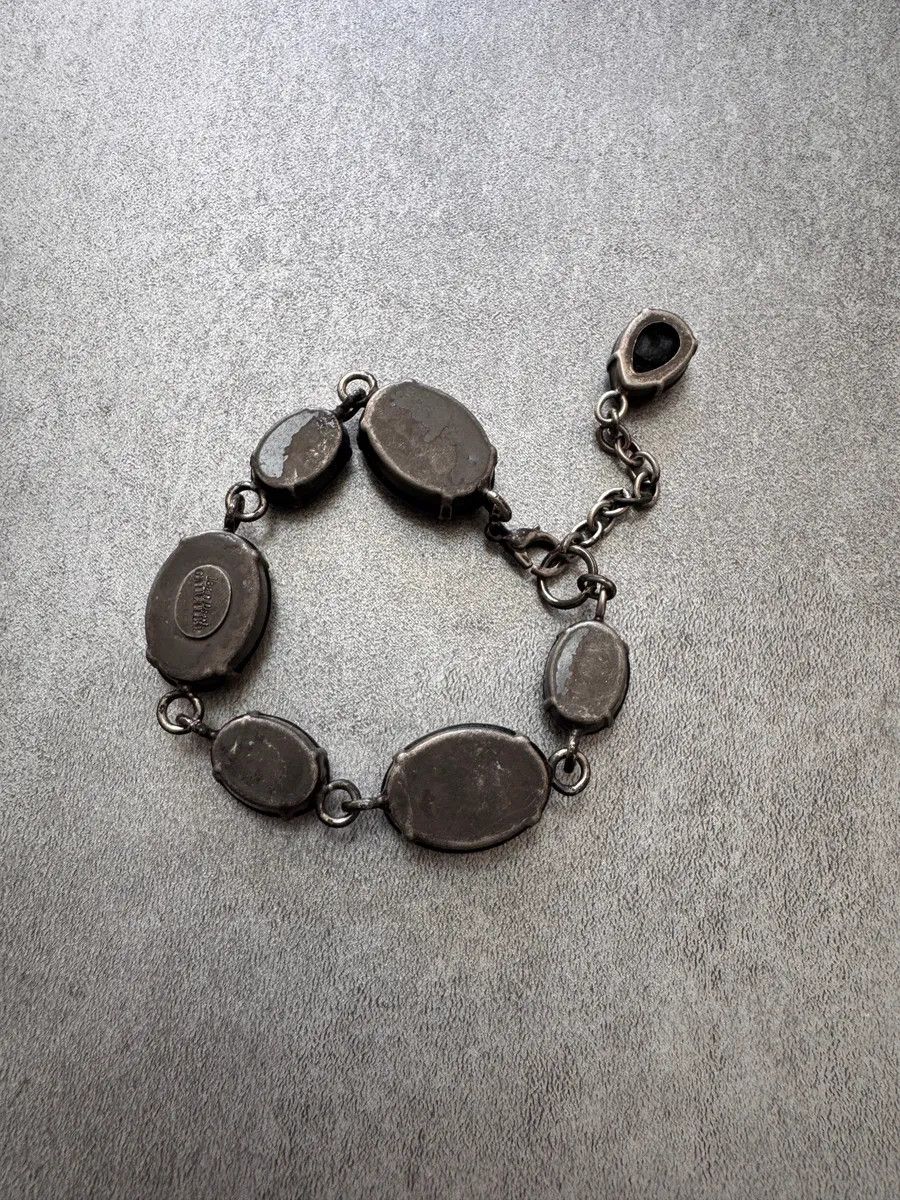 Jean Paul Gaultier 2000s Jpg Black Leather Gemstone Metal Bracelet Size ONE SIZE - 5 Thumbnail