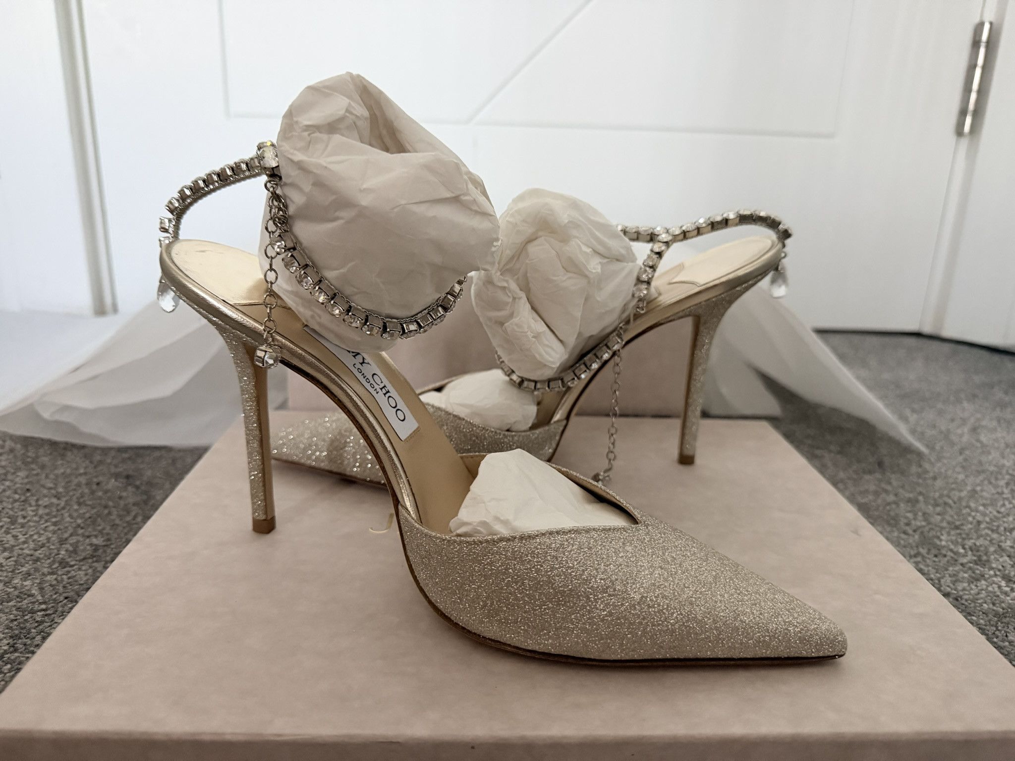 Jimmy Choo Jimmy Choo Saeda 40 Platinum Ice Crystal Size US 10 / IT 40 - 1 Thumbnail