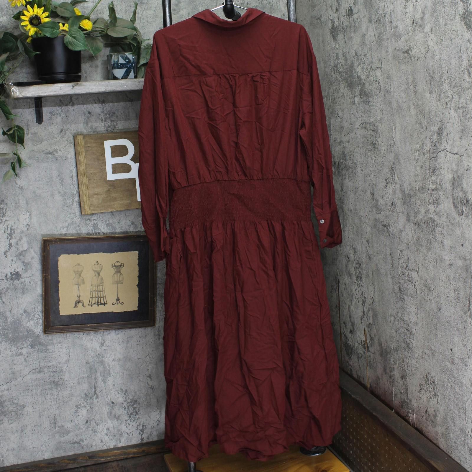 Other Nwt Future Collective Long Midi Shirtdress Burgundy Red Xxl Size XXL / US 16-18 / IT 52-54 - 2 Thumbnail