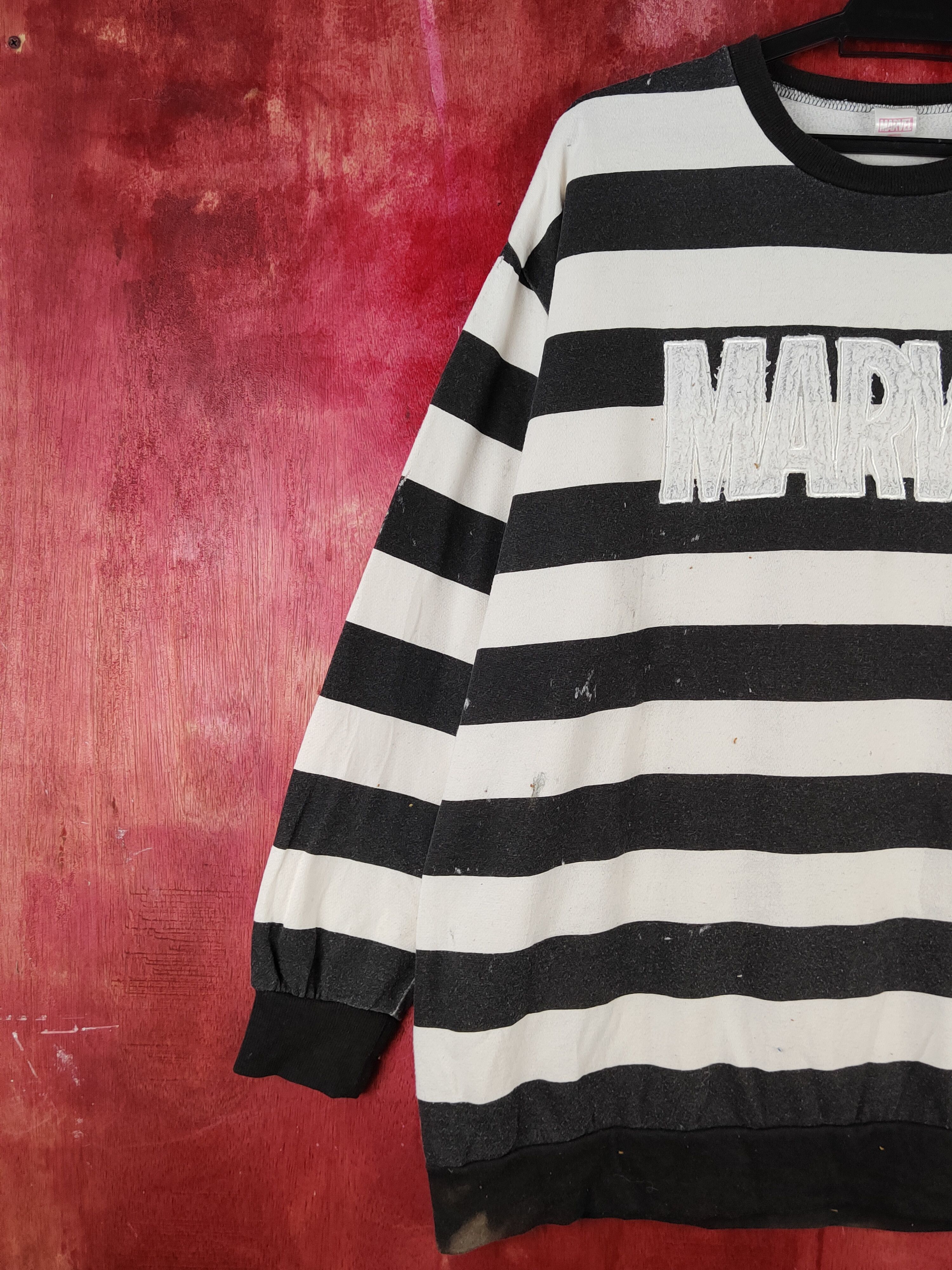 Marvel Comics × Vintage Marvel sandman White Black Stripe prison Sweatshirts #S2115 Size US M / EU 48-50 / 2 - 4 Thumbnail