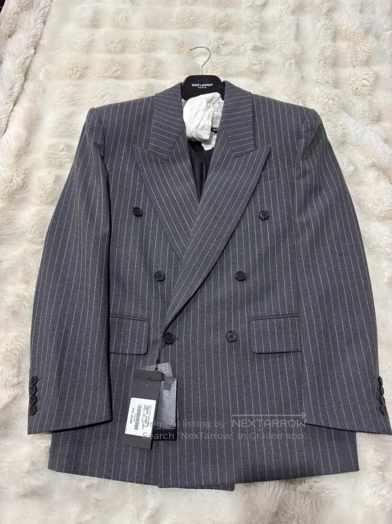 Saint Laurent Paris Saint Laurent Paris Flannel Double-breasted Men's Suit Jac Size US S / EU 44-46 / 1 - 1 Thumbnail