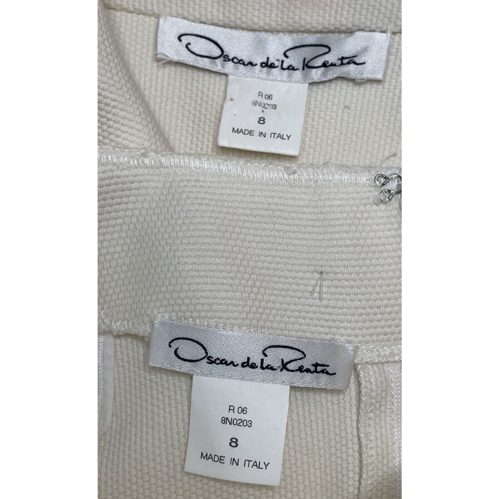 Oscar De La Renta Oscar de la Renta Ivory Woven Cotton Skirt Suit 8 Italy Size M / US 6-8 / IT 42-44 - 18 Thumbnail
