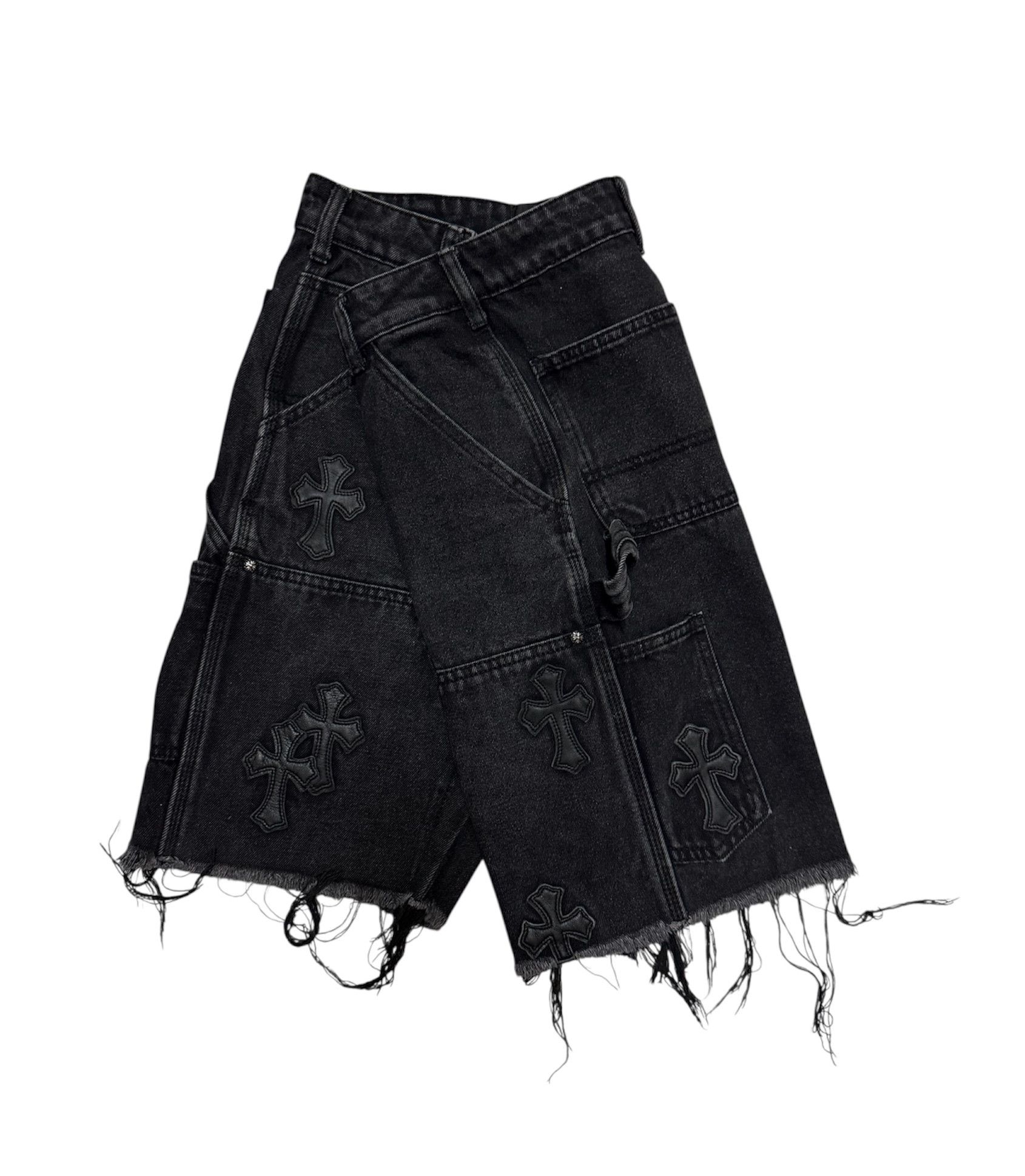 If Six Was Nine KB Cross Patches Chrome Hearts Style Shorts Carpenter Jeans Size US 29 - 3 Thumbnail