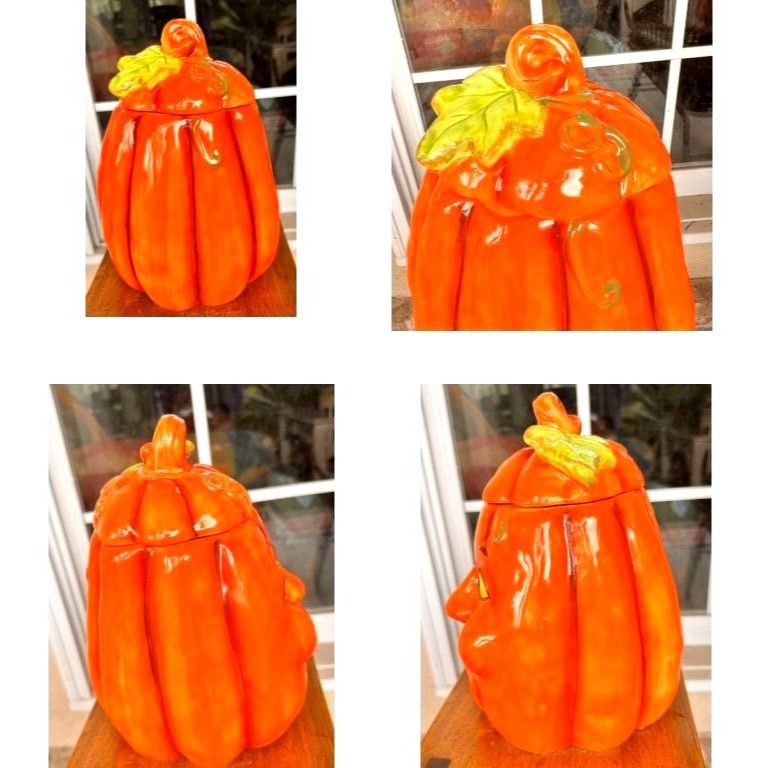Handmade × Vintage Vintage Halloween Anthropomorphic Pumpkin Cookie Jar Ceramic Size ONE SIZE - 6 Thumbnail