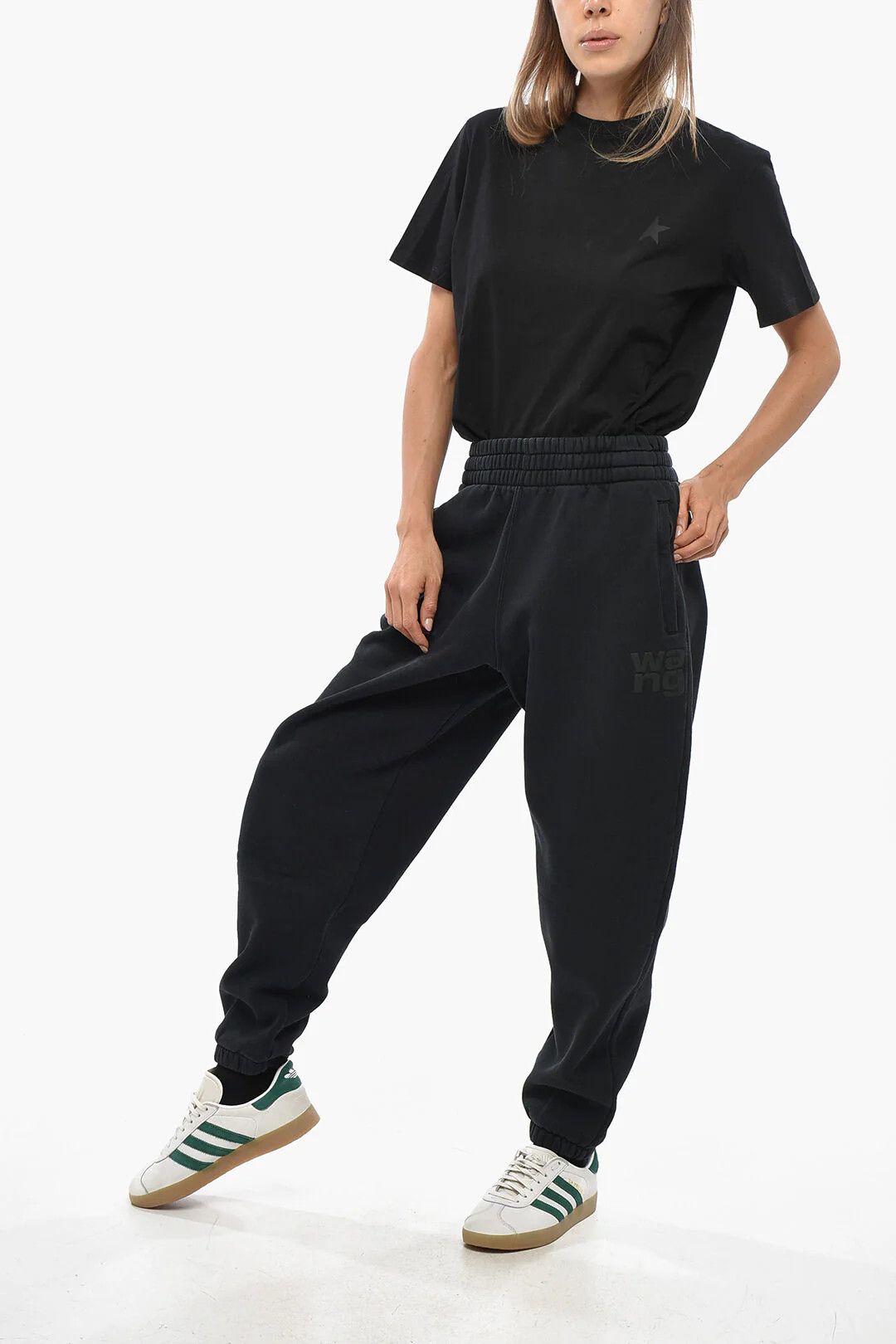 Alexander Wang og1mm0426 Solid-Color Cotton Joggers in Black Size 28" / US 6 / IT 42 - 4 Thumbnail