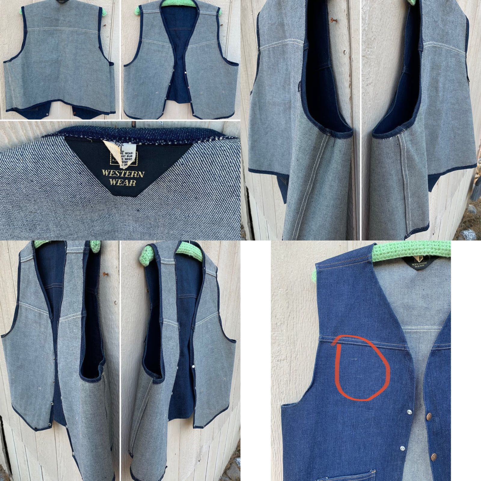 Sears VINTAGE Sears Western Wear denim vest Roebucks snap front size XL Men Vest Western blue denim snaps Pockets 80s 90s Theater? Size US XL / EU 56 / 4 - 10 Thumbnail