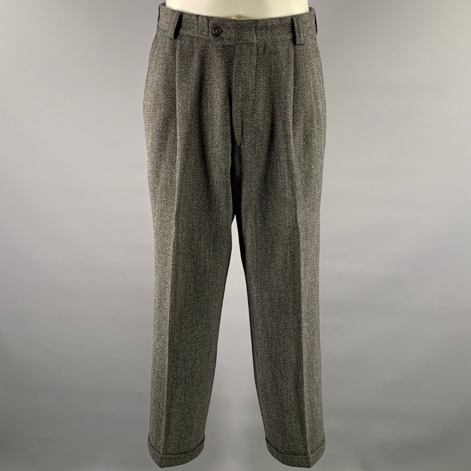 Versace V2 by VERSACE Grey Black Heather Double Breasted Suit Size 42R - 6 Thumbnail