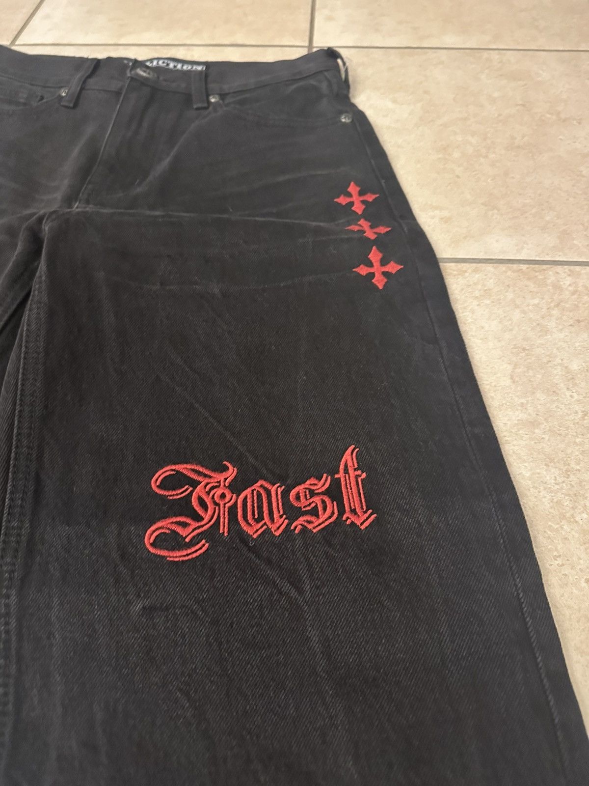 Affliction Affliction "Live Fast" Black Wide Leg Jeans - Size 28 Size US 28 / EU 44 - 3 Thumbnail